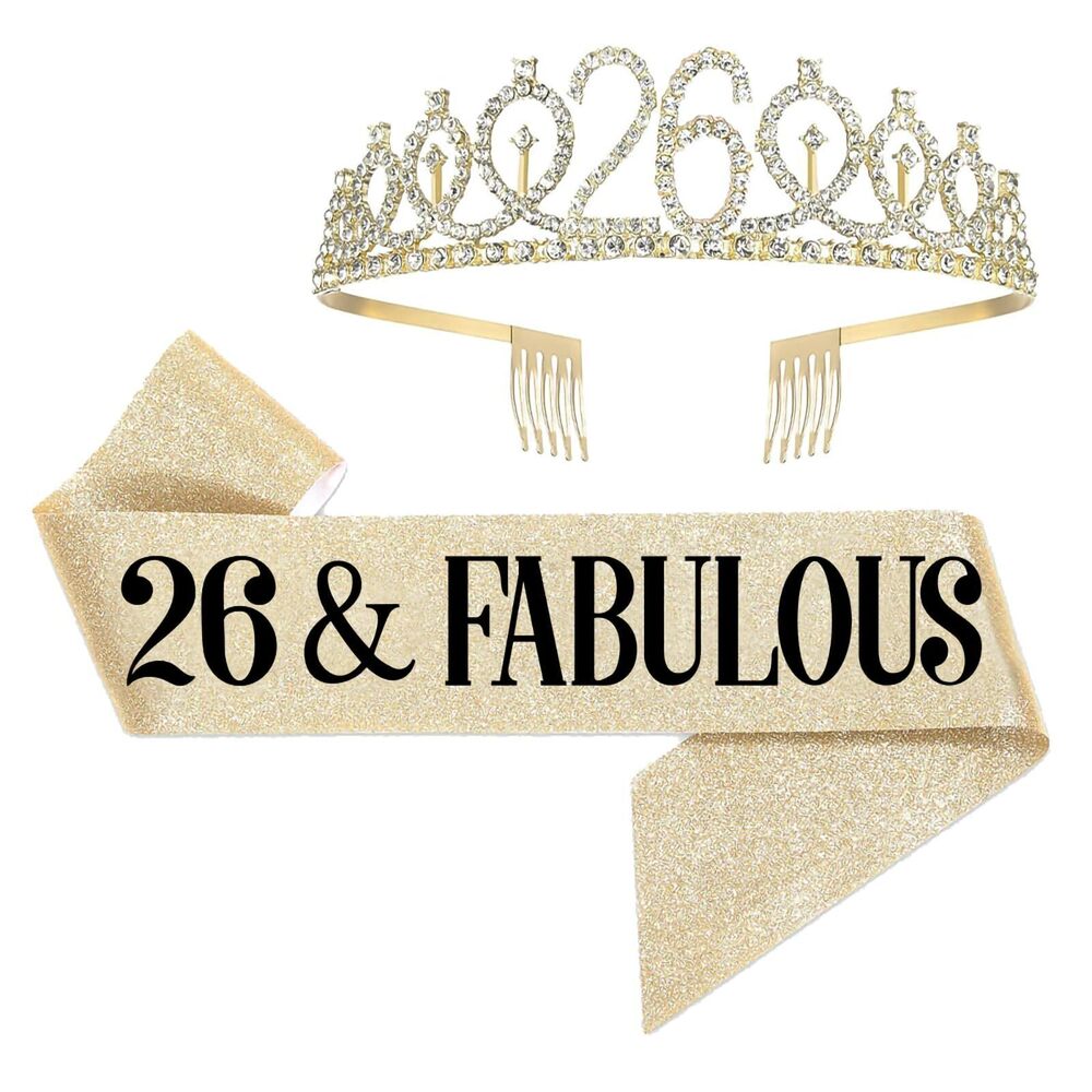 7765 26th Birthday Sash and Tiara , 26 & Fabulous Birthday Sash and Crown